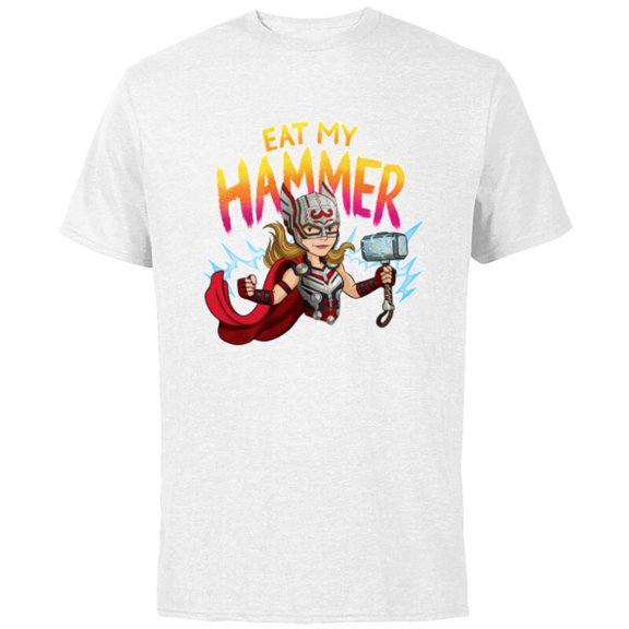 Marvel Thor: Love and Thunder Mighty Thor Eat My Hammer - Short Sleeve Cotton T-Shirt for Adults - Customized-White