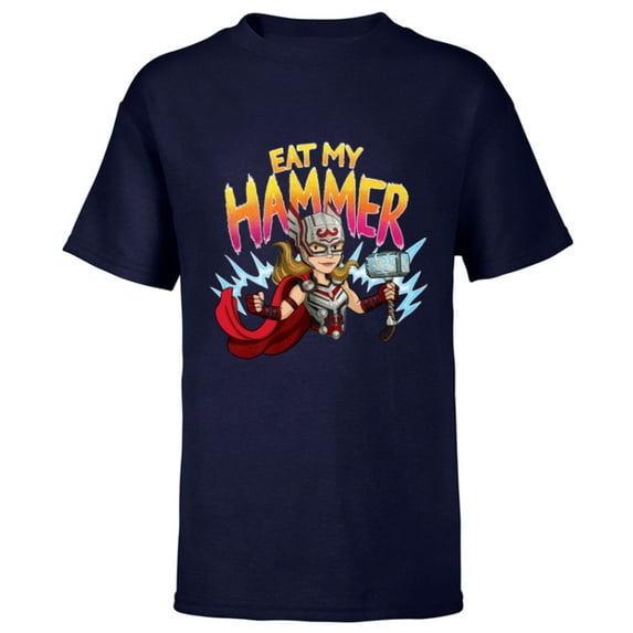 Marvel Thor: Love and Thunder Mighty Thor Eat My Hammer - Short Sleeve T-Shirt for Kids - Customized-Navy
