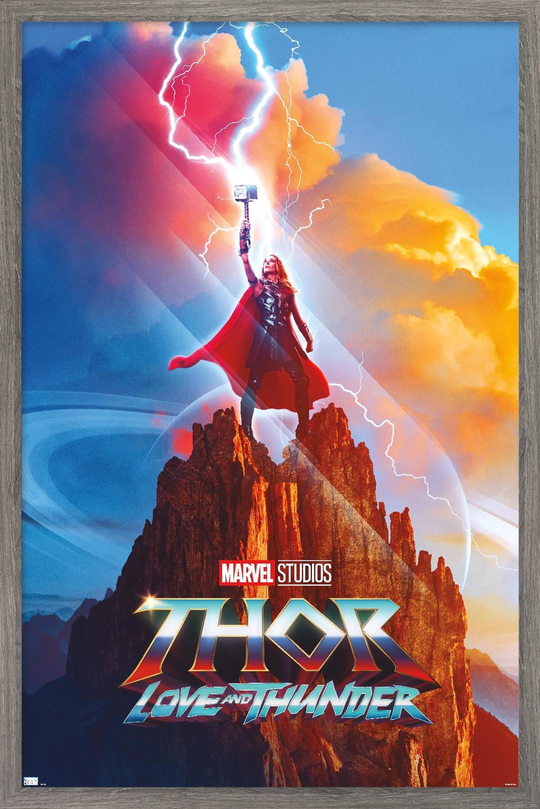 Marvel Thor: Love and Thunder - Mighty Thor One Sheet Wall Poster, 14.725" x 22.375" Framed