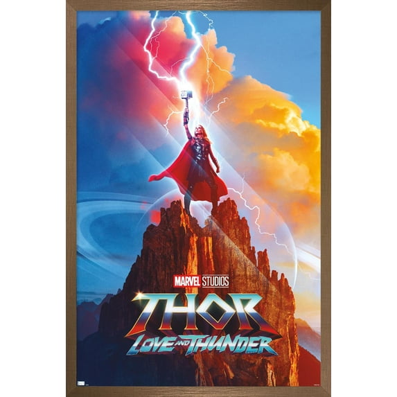 Marvel Thor: Love and Thunder - Mighty Thor One Sheet Wall Poster, 14.725" x 22.375" Framed