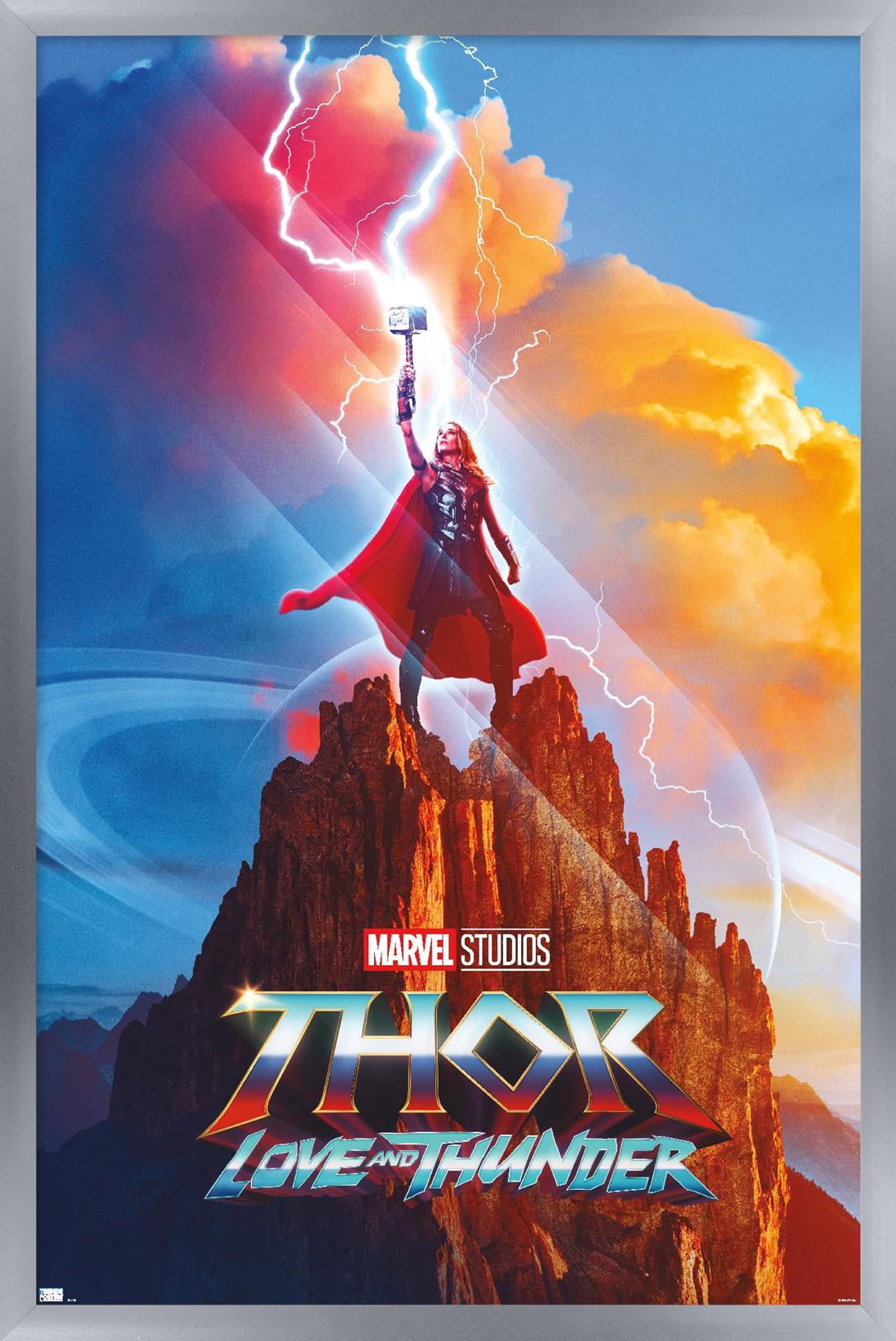 Marvel Thor: Love and Thunder - Mighty Thor One Sheet Wall Poster, 14.725" x 22.375" Framed