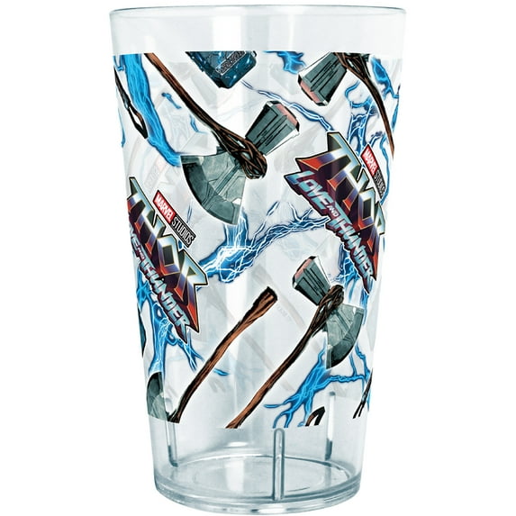 Marvel: Thor: Love and Thunder Mjolnir and Stormbreaker Electric Pattern Tritan Drinking Cup Clear 24 oz.