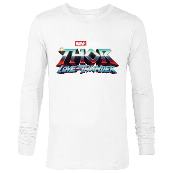 Marvel Thor: Love and Thunder Movie Logo - Long Sleeve T-Shirt for Men - Customized-White