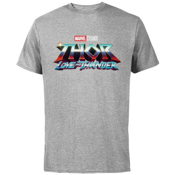 Marvel Thor: Love and Thunder Movie Logo - Short Sleeve Cotton T-Shirt for Adults - Customized-Athletic Heather