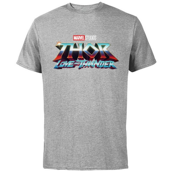 Marvel Thor: Love and Thunder Movie Logo - Short Sleeve Cotton T-Shirt for Adults - Customized-Athletic Heather