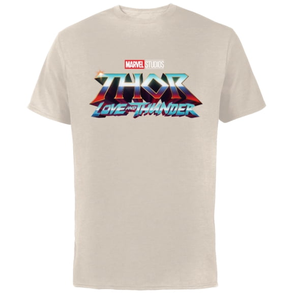 Marvel Thor: Love and Thunder Movie Logo - Short Sleeve Cotton T-Shirt for Adults - Customized-Natural