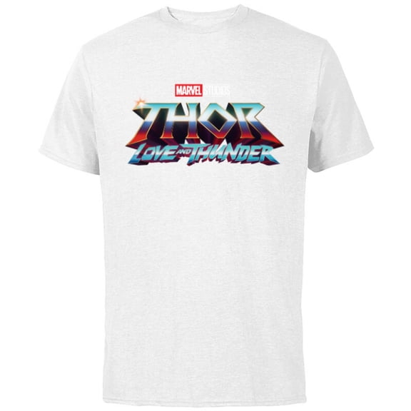 Marvel Thor: Love and Thunder Movie Logo - Short Sleeve Cotton T-Shirt for Adults - Customized-White