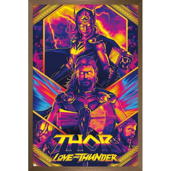 Marvel Thor: Love and Thunder - Neon Wall Poster, 14.725" x 22.375" Framed