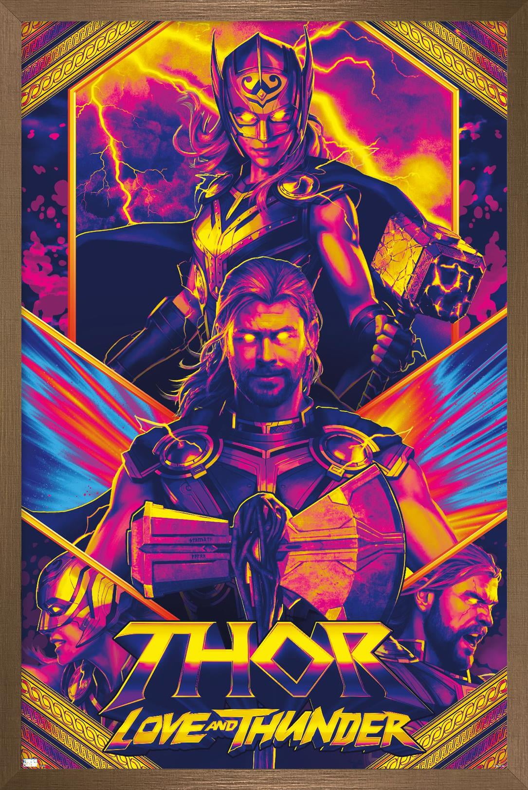 Marvel Thor: Love and Thunder - Neon Wall Poster, 22.375" x 34" Framed