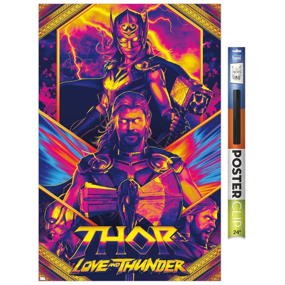 Marvel Thor: Love and Thunder - Neon Wall Poster, 22.375" x 34"