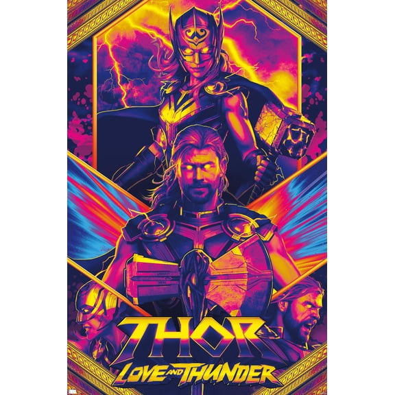 Marvel Thor: Love and Thunder - Neon Wall Poster, 22.375" x 34"