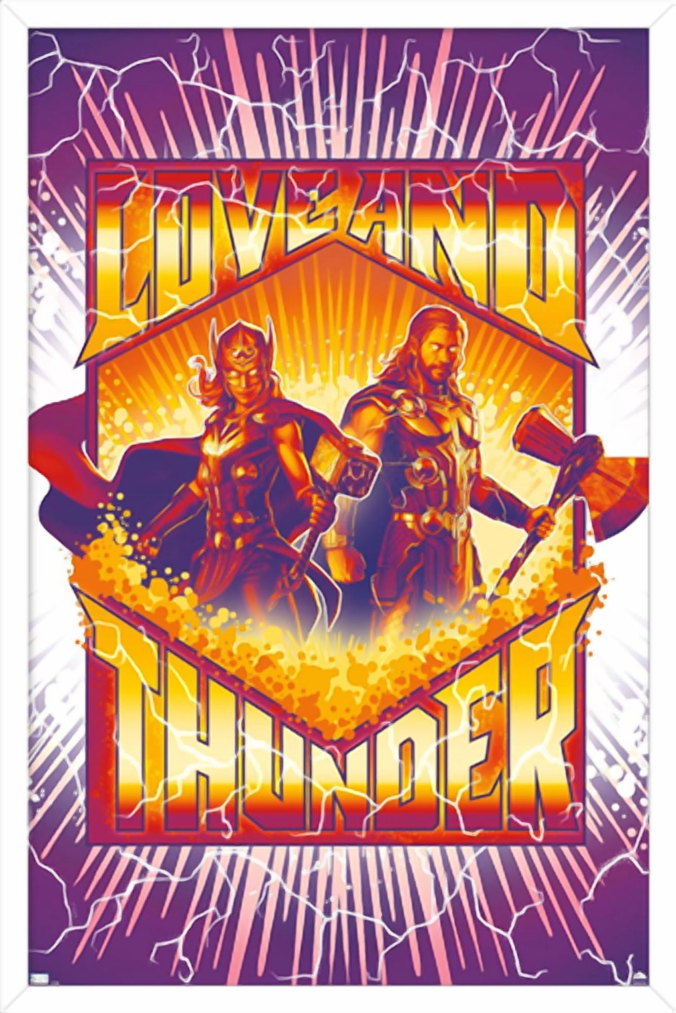 Marvel Thor: Love and Thunder - Purple Lightning Wall Poster, 14.725" x 22.375" Framed