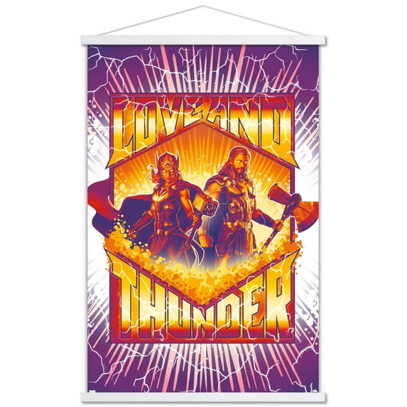 Marvel Thor: Love and Thunder - Purple Lightning Wall Poster with Magnetic Frame, 22.375" x 34"