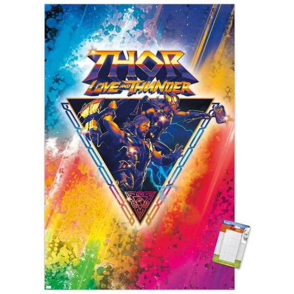 Marvel Thor: Love and Thunder - Rainbow Splatter Wall Poster, 22.375" x 34"