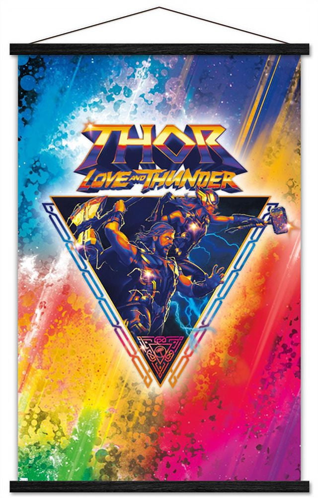 Marvel Thor: Love and Thunder - Rainbow Splatter Wall Poster with Magnetic Frame, 22.375" x 34"