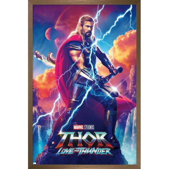 Marvel Thor: Love and Thunder - Thor Odinson One Sheet Wall Poster, 22.375" x 34" Framed