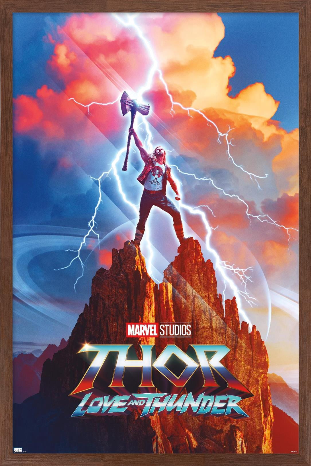 Marvel Thor: Love and Thunder - Thor One Sheet Wall Poster, 14.725" x 22.375" Framed