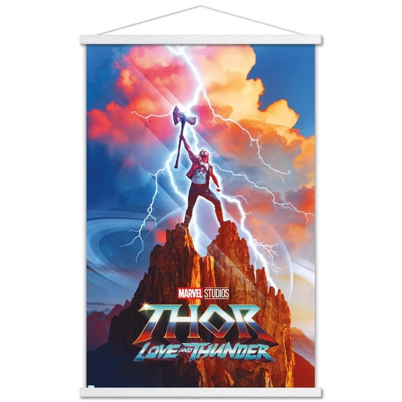 Marvel Thor: Love and Thunder - Thor One Sheet Wall Poster with Magnetic Frame, 22.375" x 34"
