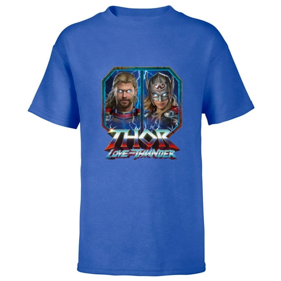 Marvel Thor: Love and Thunder Thor and Mighty Thor - Short Sleeve T-Shirt for Kids - Customized-Royal