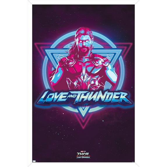 Marvel Thor: Love and Thunder - Vaporwave Wall Poster, 22.375" x 34" Framed