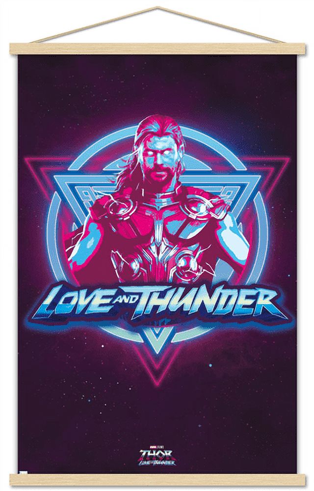 Marvel Thor: Love and Thunder - Vaporwave Wall Poster with Magnetic Frame, 22.375" x 34"