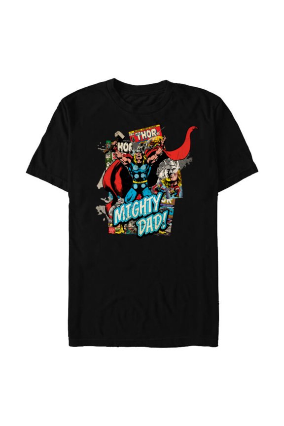 Thor Mighty Dad Comic Book Father's Day - Short Sleeve Blended T-Shirt for Adults - Customized-Black