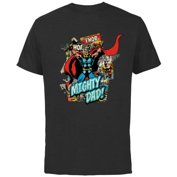 Marvel Thor Mighty Dad Comic Book Father's Day - Short Sleeve Cotton T-Shirt for Adults - Customized-Black