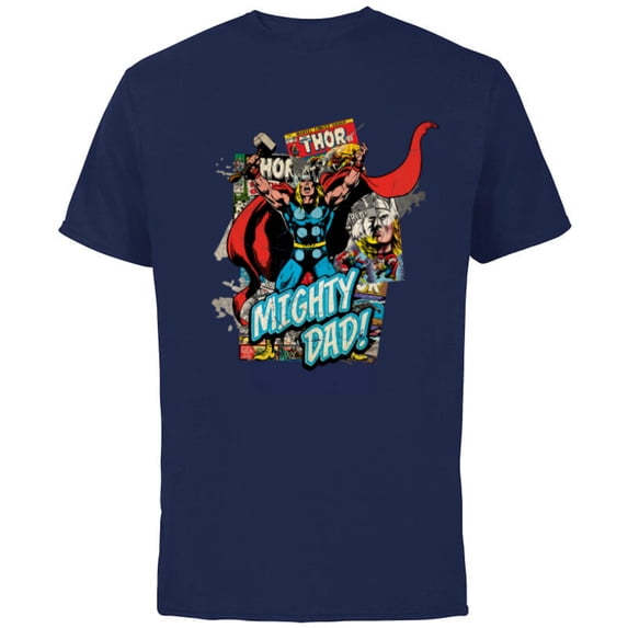 Marvel Thor Mighty Dad Comic Book Father's Day - Short Sleeve Cotton T-Shirt for Adults - Customized-Navy