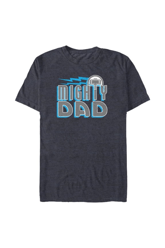 Thor Mighty Dad Retro Father's Day - Short Sleeve Blended T-Shirt for Adults - Customized-Navy Heather