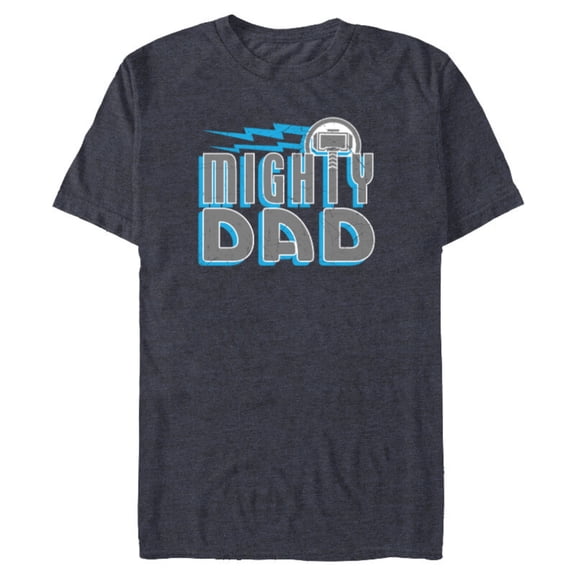 Marvel Thor Mighty Dad Retro Father's Day - Short Sleeve Blended T-Shirt for Adults - Customized-Navy Heather
