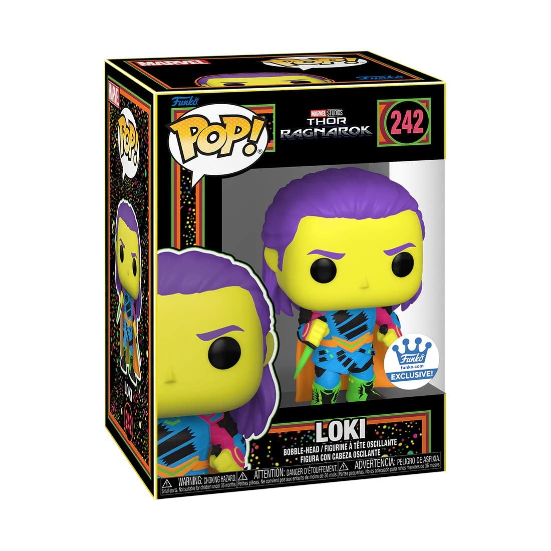 Marvel Thor Ragnarok Blacklight Loki Bobble-Head Figure Funko POP! #242 NEW