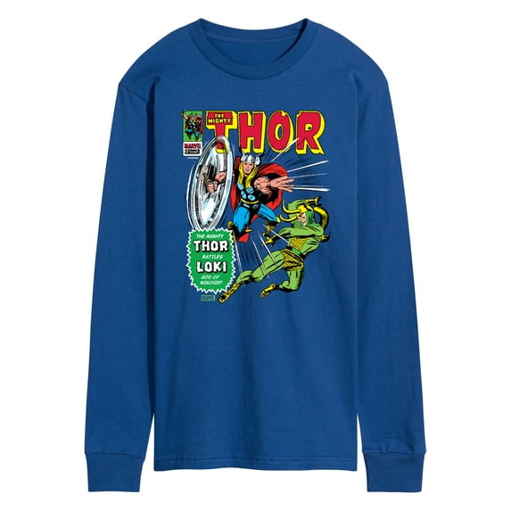 Marvel Thor - Retro Comic Book Cover - Men's Long Sleeve Graphic T-Shirt