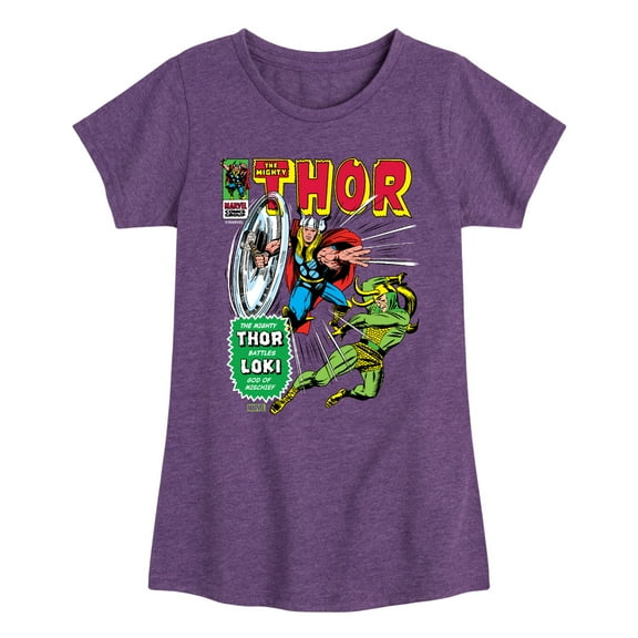 Marvel Thor - Retro Comic Book Cover - Toddler and Youth Girls Fitted Short Sleeve Graphic T-Shirt