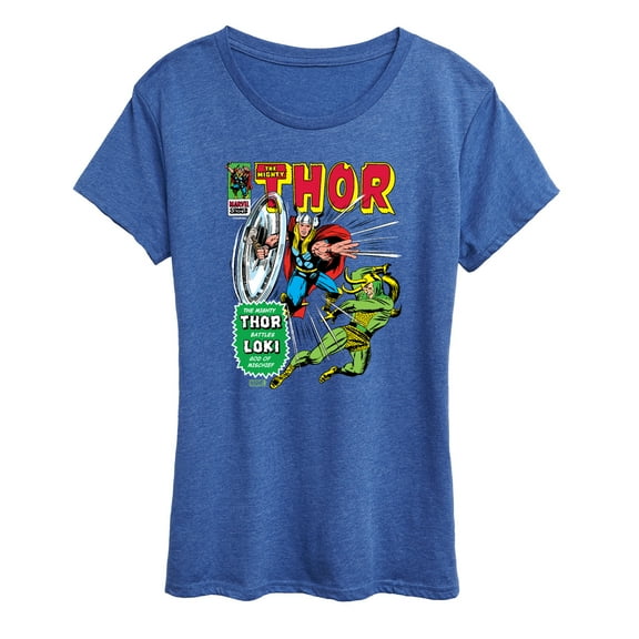 Marvel Thor - Retro Comic Book Cover - Women's Short Sleeve Graphic T-Shirt