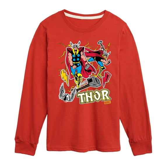 Marvel Thor - Stickers Style - Toddler and Youth Long Sleeve Graphic T-Shirt