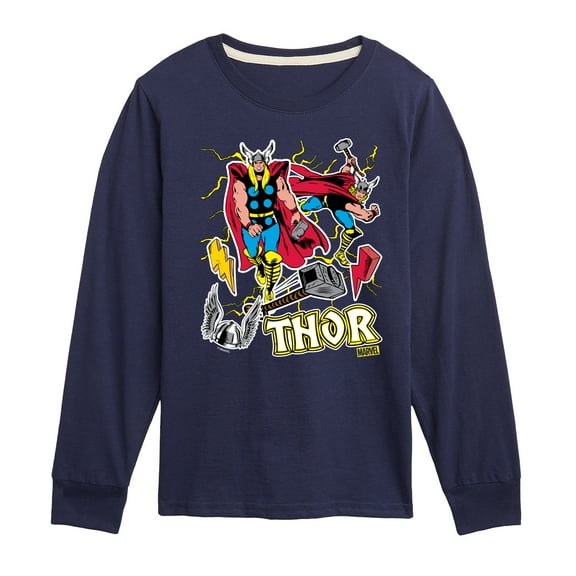 Marvel Thor - Stickers Style - Toddler and Youth Long Sleeve Graphic T-Shirt
