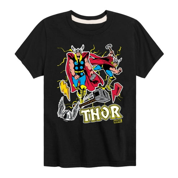 Marvel Thor - Stickers Style - Toddler and Youth Short Sleeve Graphic T-Shirt