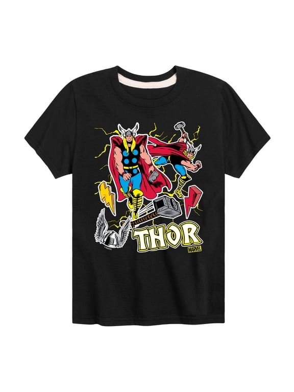 - Thor Stickers Style Boys' Short Sleeve Graphic T-Shirt