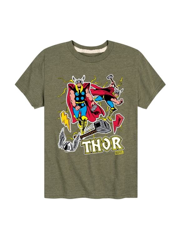 - Thor Stickers Style Boys' Short Sleeve Graphic T-Shirt