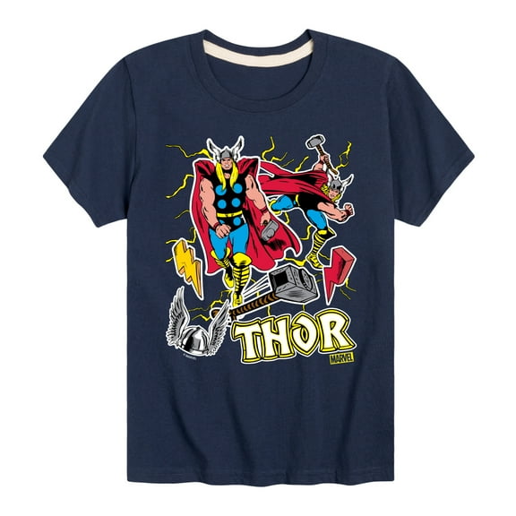 Marvel Thor - Stickers Style - Toddler and Youth Short Sleeve Graphic T-Shirt
