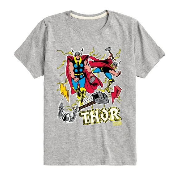 Marvel Thor - Stickers Style - Toddler and Youth Short Sleeve Graphic T-Shirt