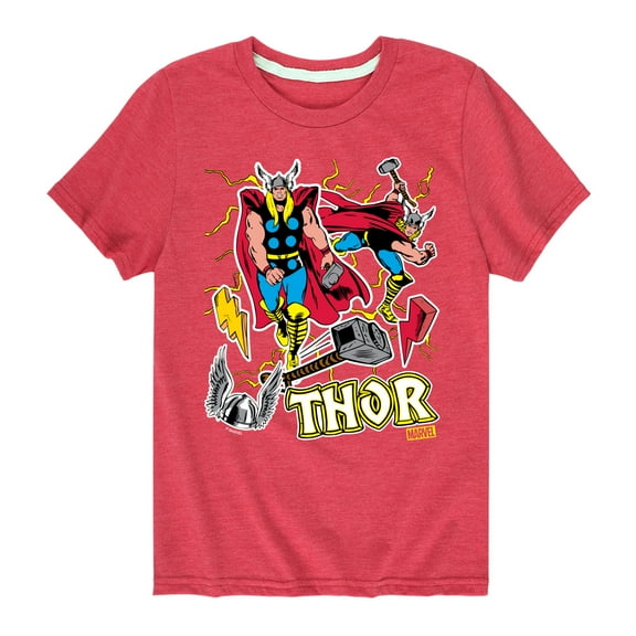 Marvel Thor - Stickers Style - Toddler and Youth Short Sleeve Graphic T-Shirt