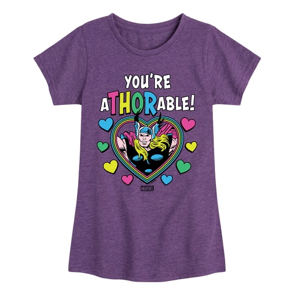 Marvel Thor - Valentine You're Athorable - Toddler And Youth Girls Fitted Short Sleeve Graphic T-Shirt