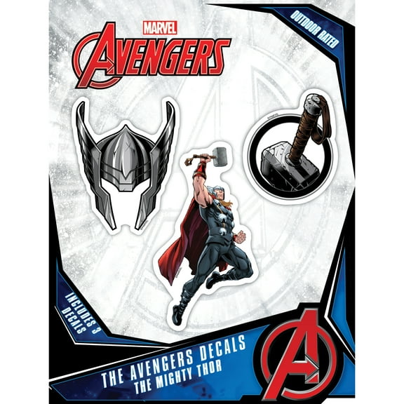 Marvel Thor Vinyl Decals - Set of 3 Outdoor Rated Stickers for Car, Laptop, Computer, Water Bottle - Marvel Stickers for Kids and Adults Thor Helmet Hammer