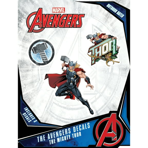 Marvel Thor Vinyl Decals - Set of 3 Outdoor Rated Stickers for Car, Laptop, Computer, Water Bottle - Marvel Stickers for Kids and Adults