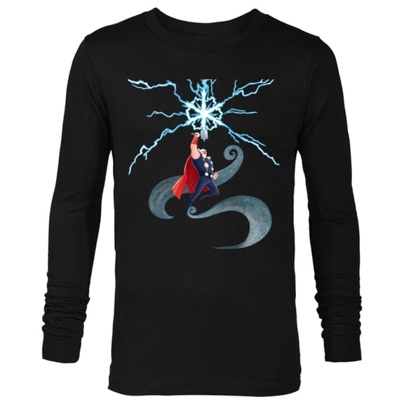 Marvel Thor Winter Snowflake Holiday Standard - Long Sleeve T-Shirt for Men – Customized-Black