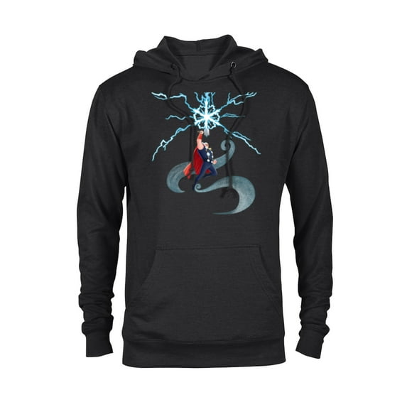Marvel Thor Winter Snowflake Holiday Standard - Pullover Hoodie for Adults – Customized-Black