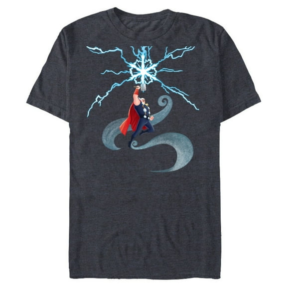 Marvel Thor Winter Snowflake Holiday Standard - Short Sleeve Blended T-Shirt for Adults – Customized-Navy Heather
