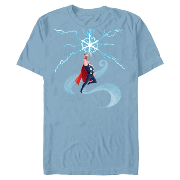 Marvel Thor Winter Snowflake Holiday Standard - Short Sleeve Blended T-Shirt for Adults – Customized-Ocean Blue