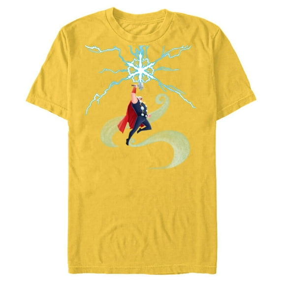 Marvel Thor Winter Snowflake Holiday Standard - Short Sleeve Blended T-Shirt for Adults – Customized-Yellow